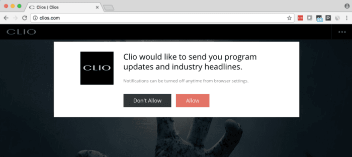 clio web push opt in